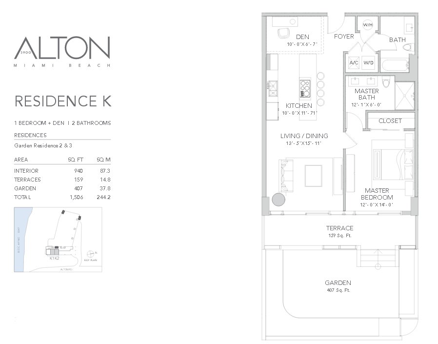 3900 Alton Floor Plans one bedroom K
