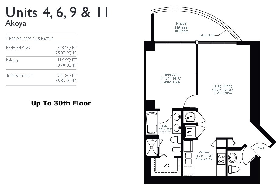 Akoya Floor Plans unit 4 6 9 11 above 30