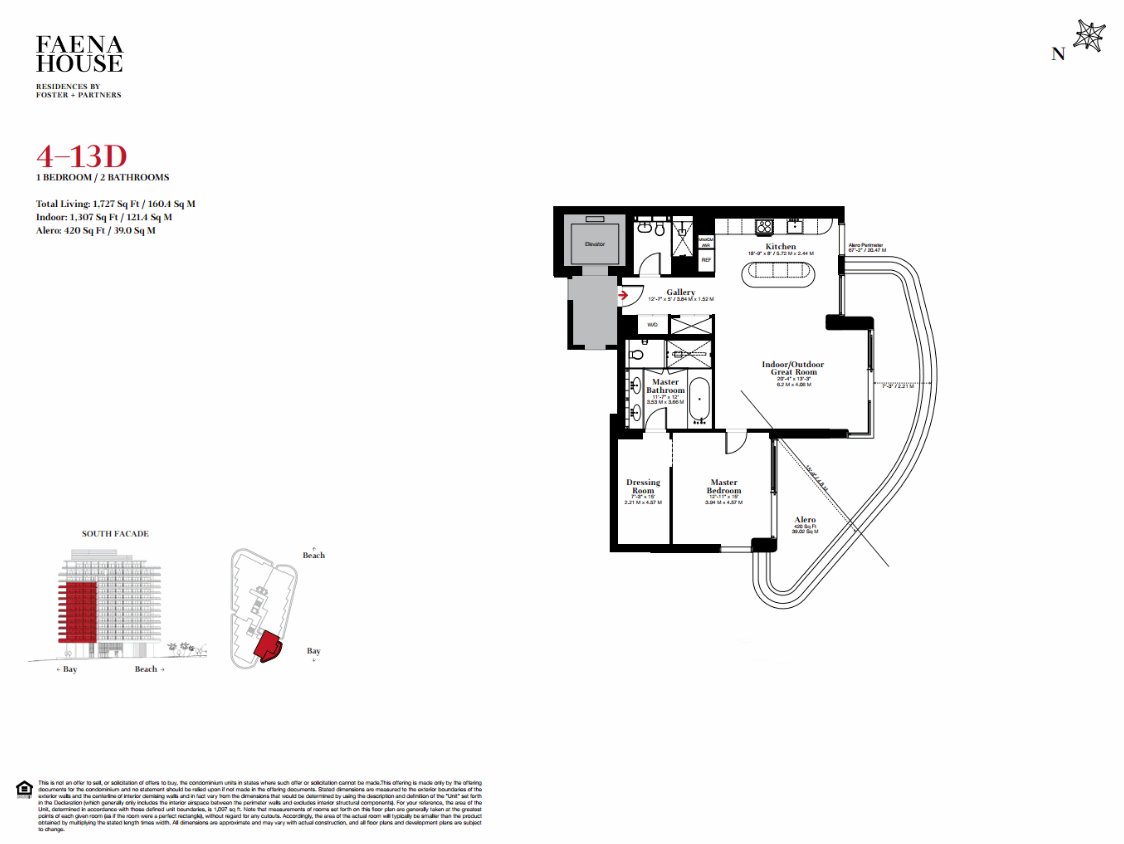 Faena House Floor Plan 1 bedroom