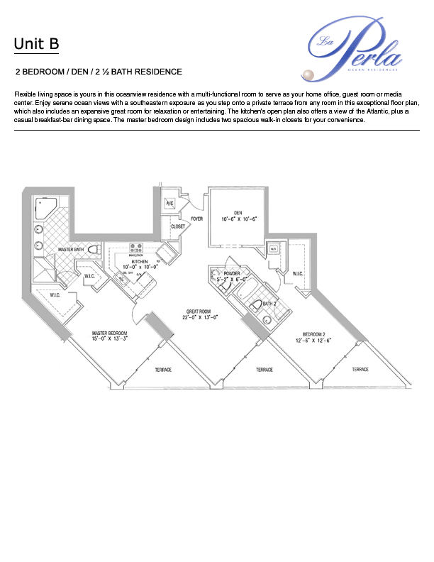La Perla Unit B Floor Plan